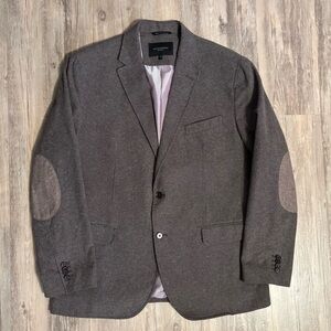 Banana Republic Donegal Blazer 44R Cotton Elbow Patches Taupe Brown